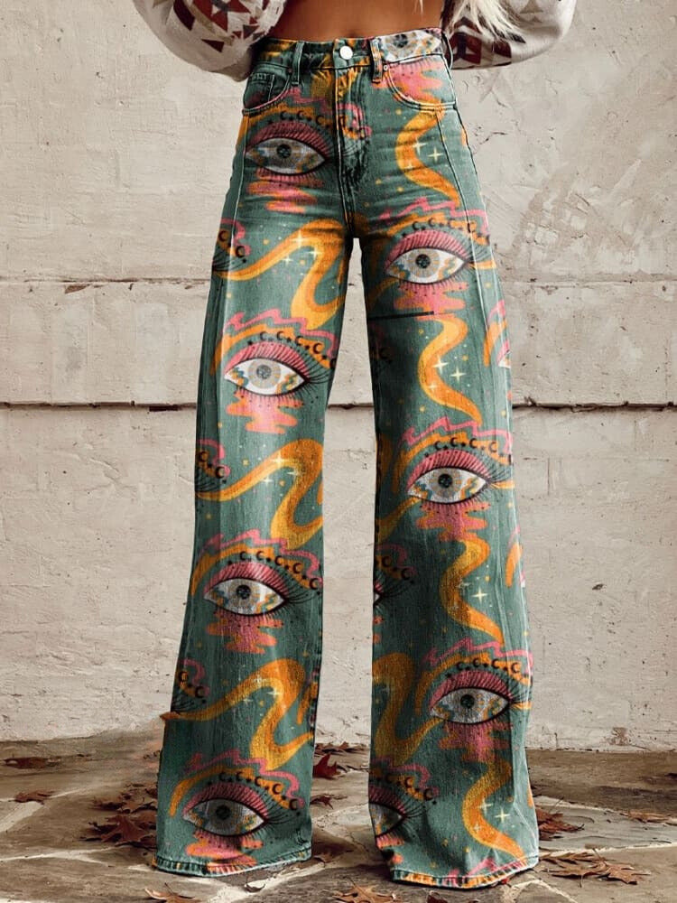 Ivy - Fashionable High-Waisted Wide-Leg Denim Jeans