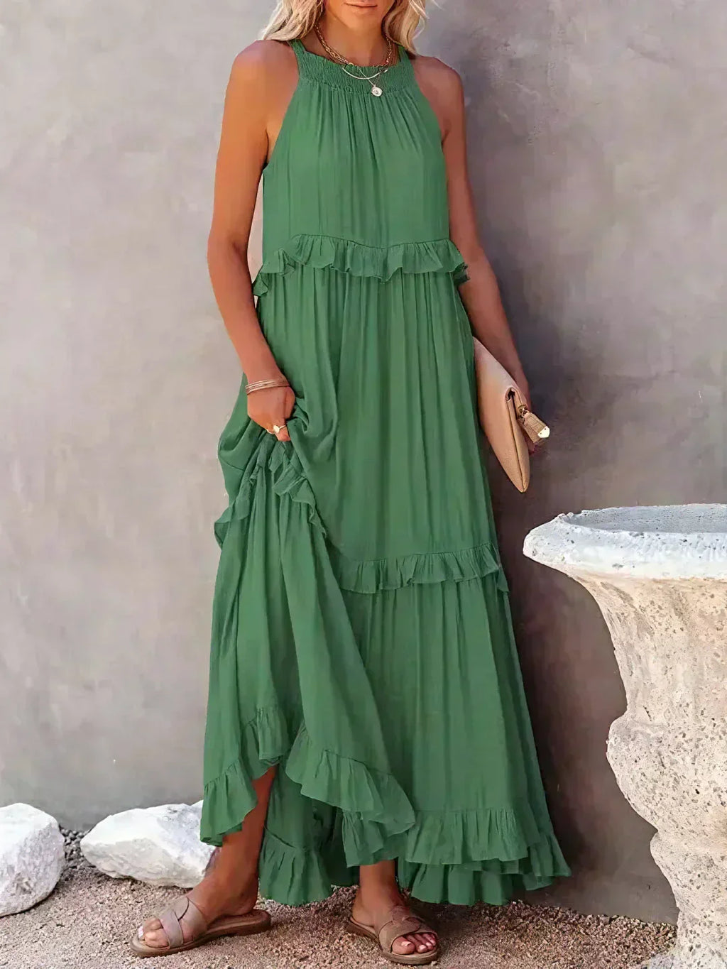 Landry - Chic Ruffle Trim Sleeveless Dress