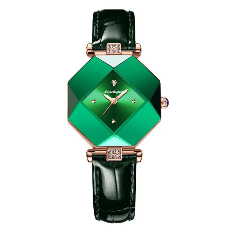 Ava | Diamond-accented green quartz watch