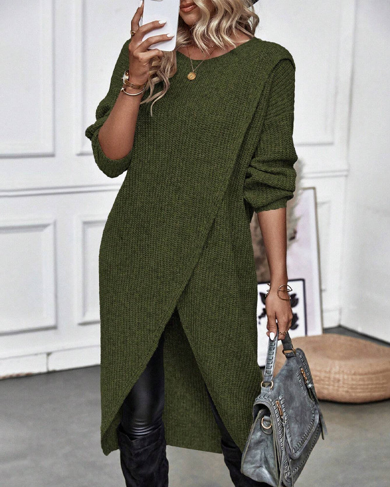 Zahra™ | Solid Colour, Asymmetrical Sweater