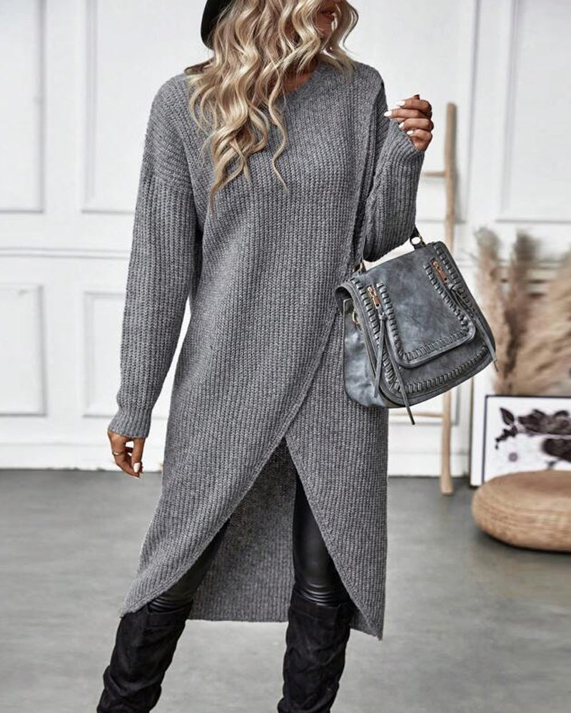 Zahra™ | Solid Colour, Asymmetrical Sweater