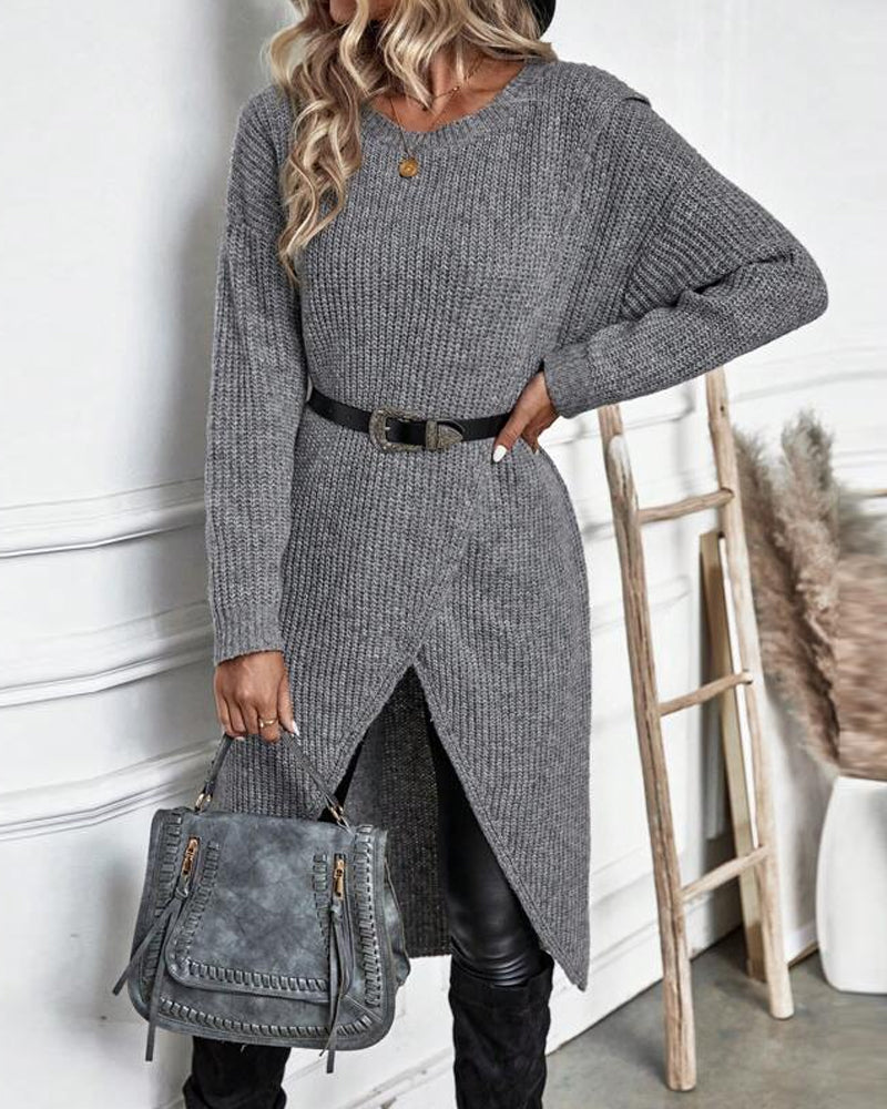 Zahra™ | Solid Colour, Asymmetrical Sweater