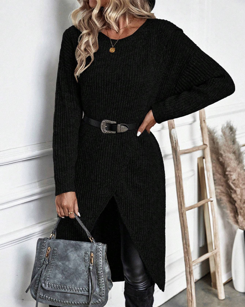 Zahra™ | Solid Colour, Asymmetrical Sweater