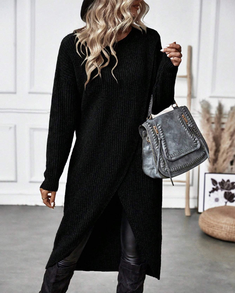 Zahra™ | Solid Colour, Asymmetrical Sweater