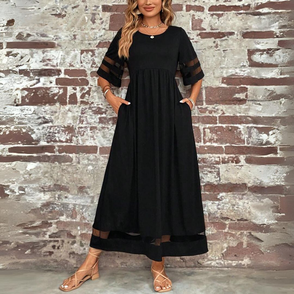 Freya - Vintage Elegance Mesh Patchwork Summer Dress