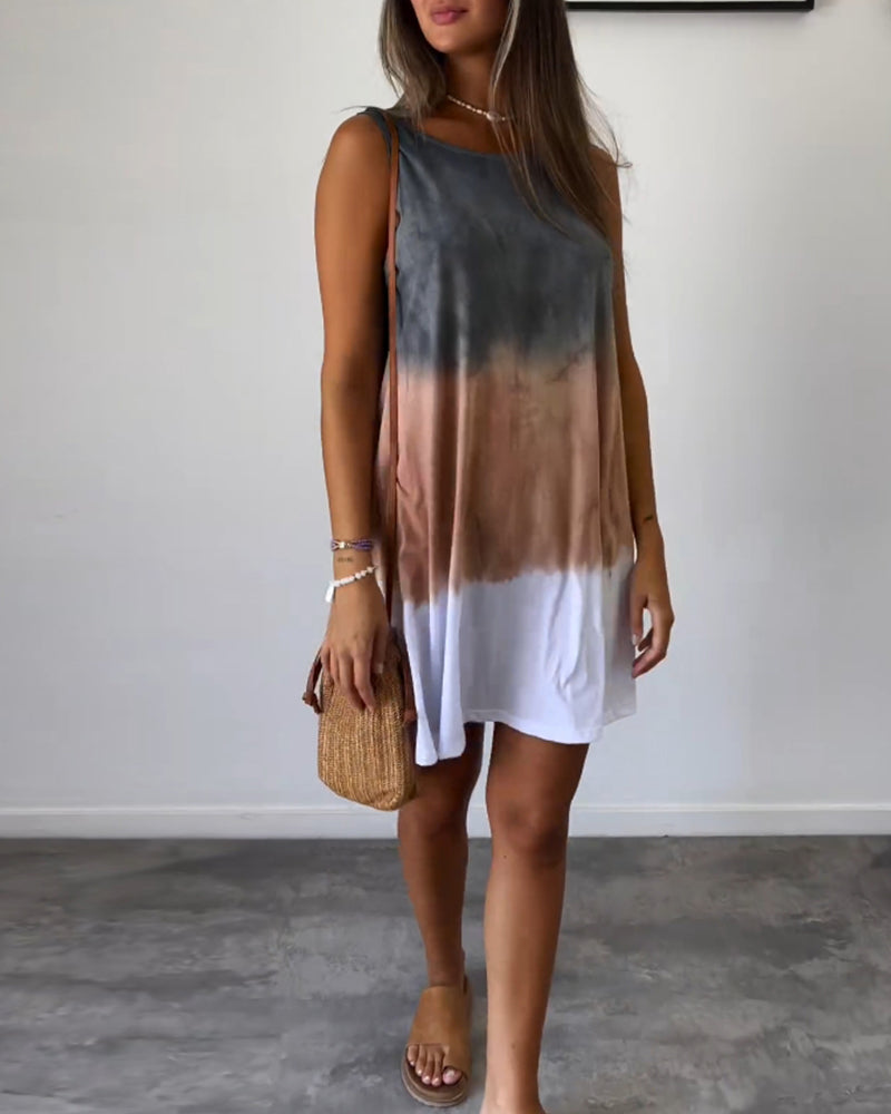Josie - Gradient Tie Dye Print Mini Dress