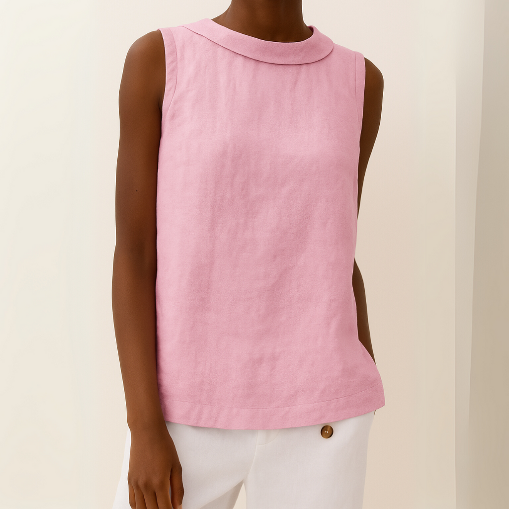 LIVIA I SLEEVELESS LINEN BLOUSE
