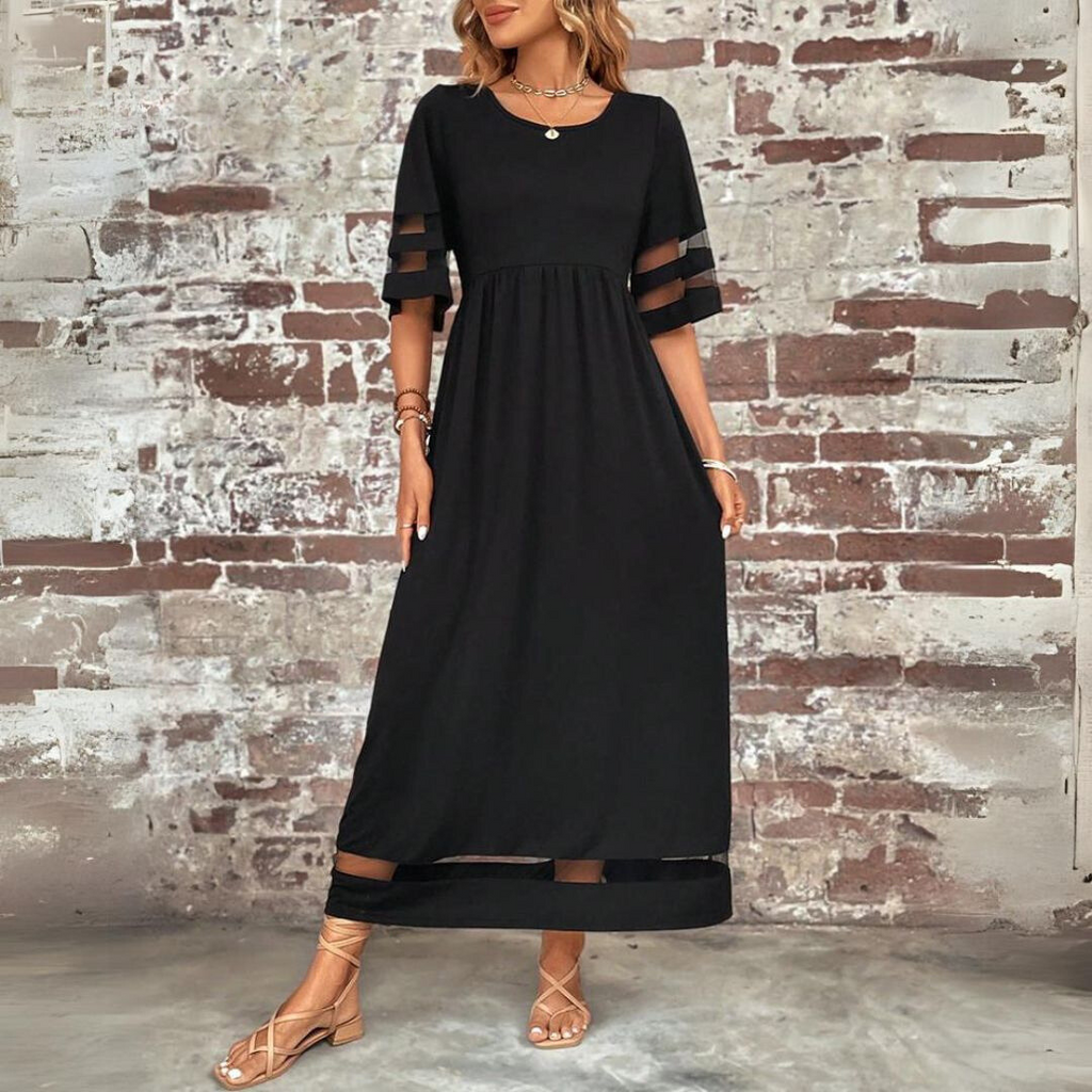 Freya - Vintage Elegance Mesh Patchwork Summer Dress