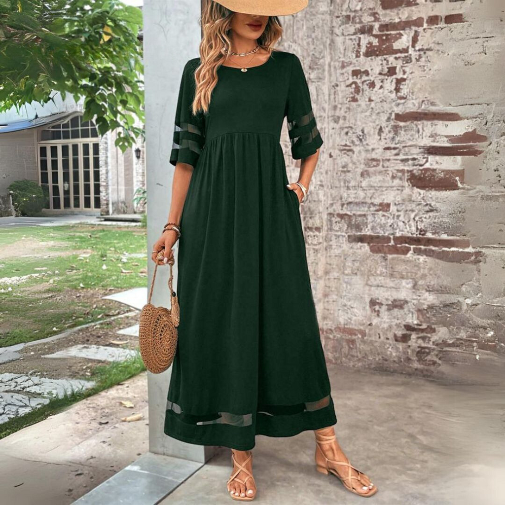 Freya - Vintage Elegance Mesh Patchwork Summer Dress