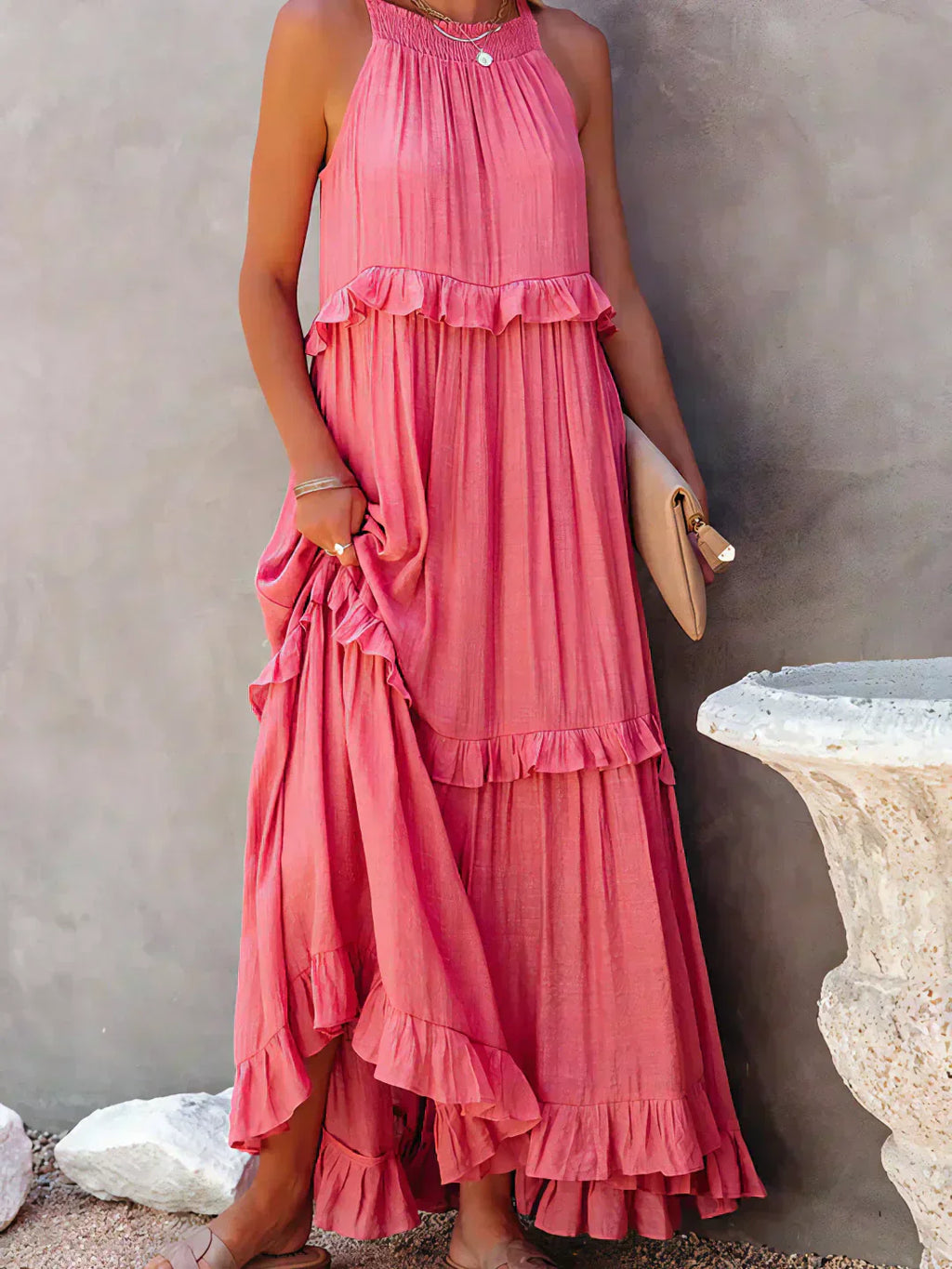 Landry - Chic Ruffle Trim Sleeveless Dress