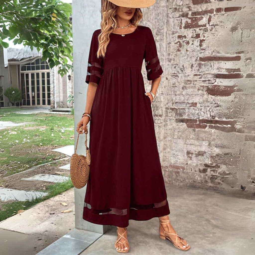 Freya - Vintage Elegance Mesh Patchwork Summer Dress