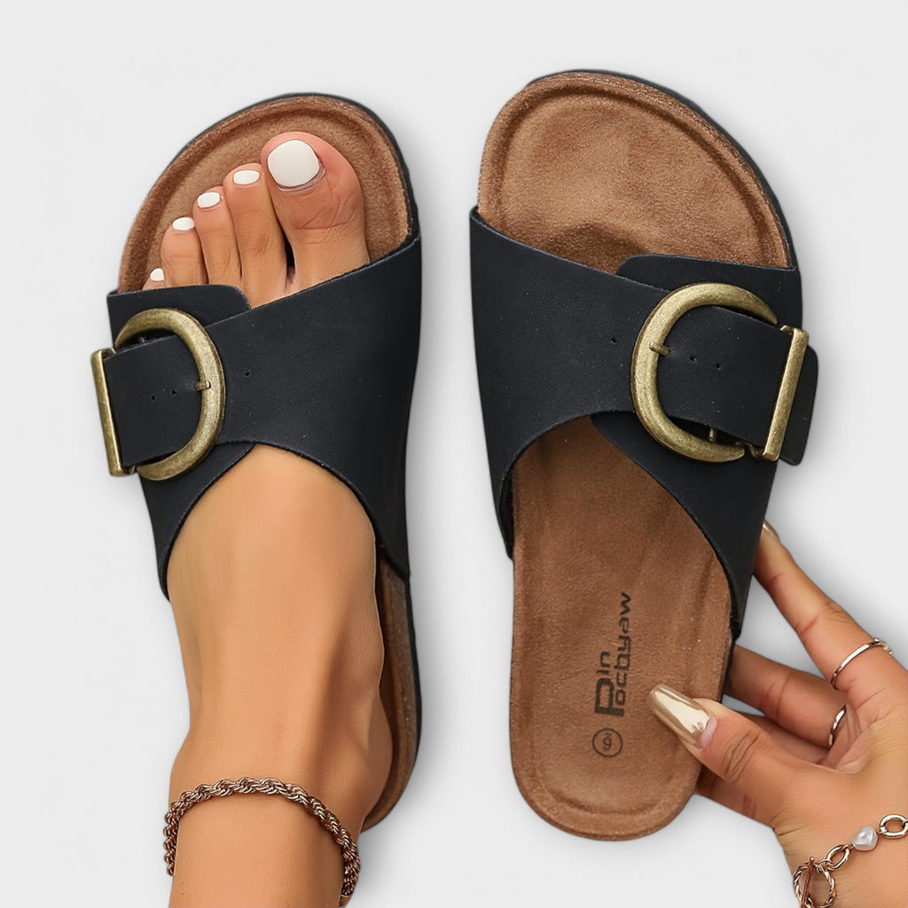 Margie - Women's Cork Sandals with Buckle Strap Design
