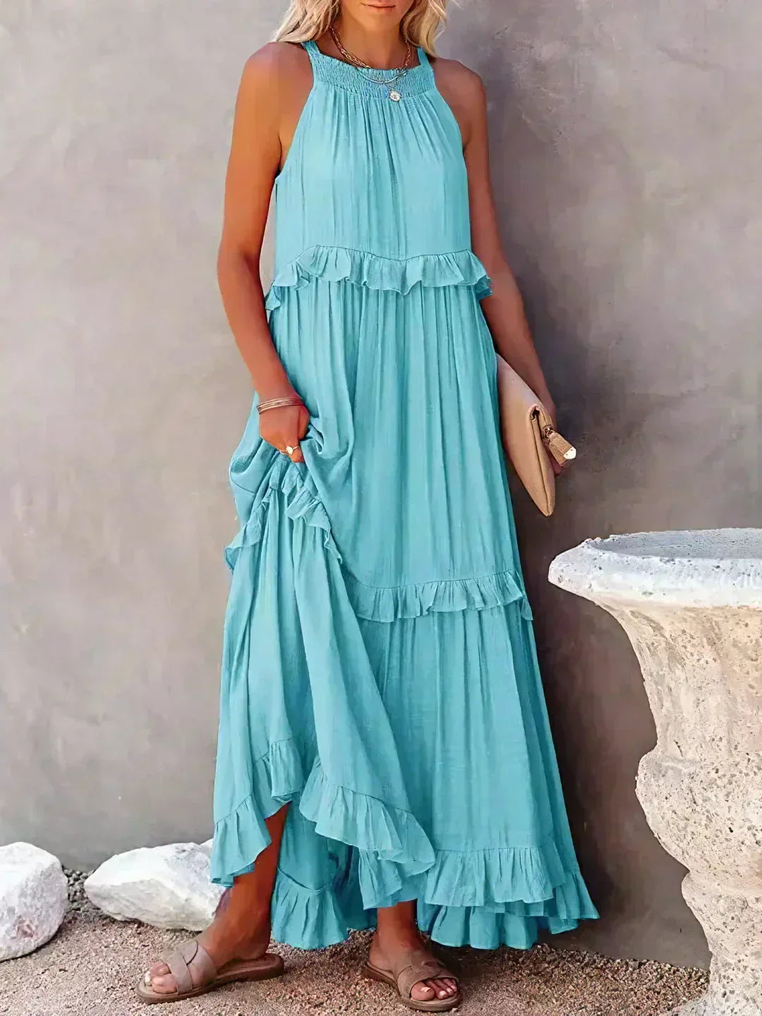 Landry - Chic Ruffle Trim Sleeveless Dress