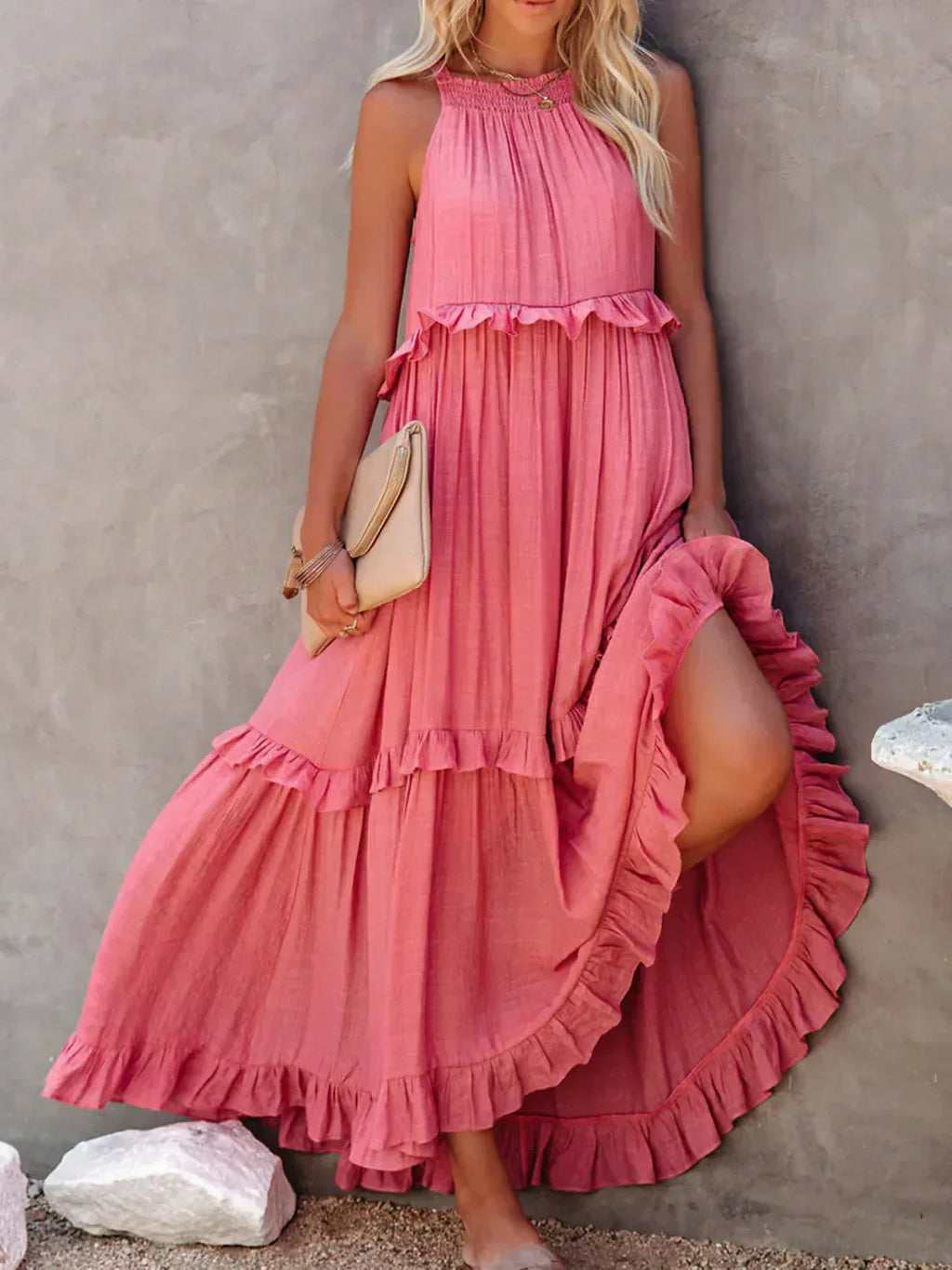 Landry - Chic Ruffle Trim Sleeveless Dress