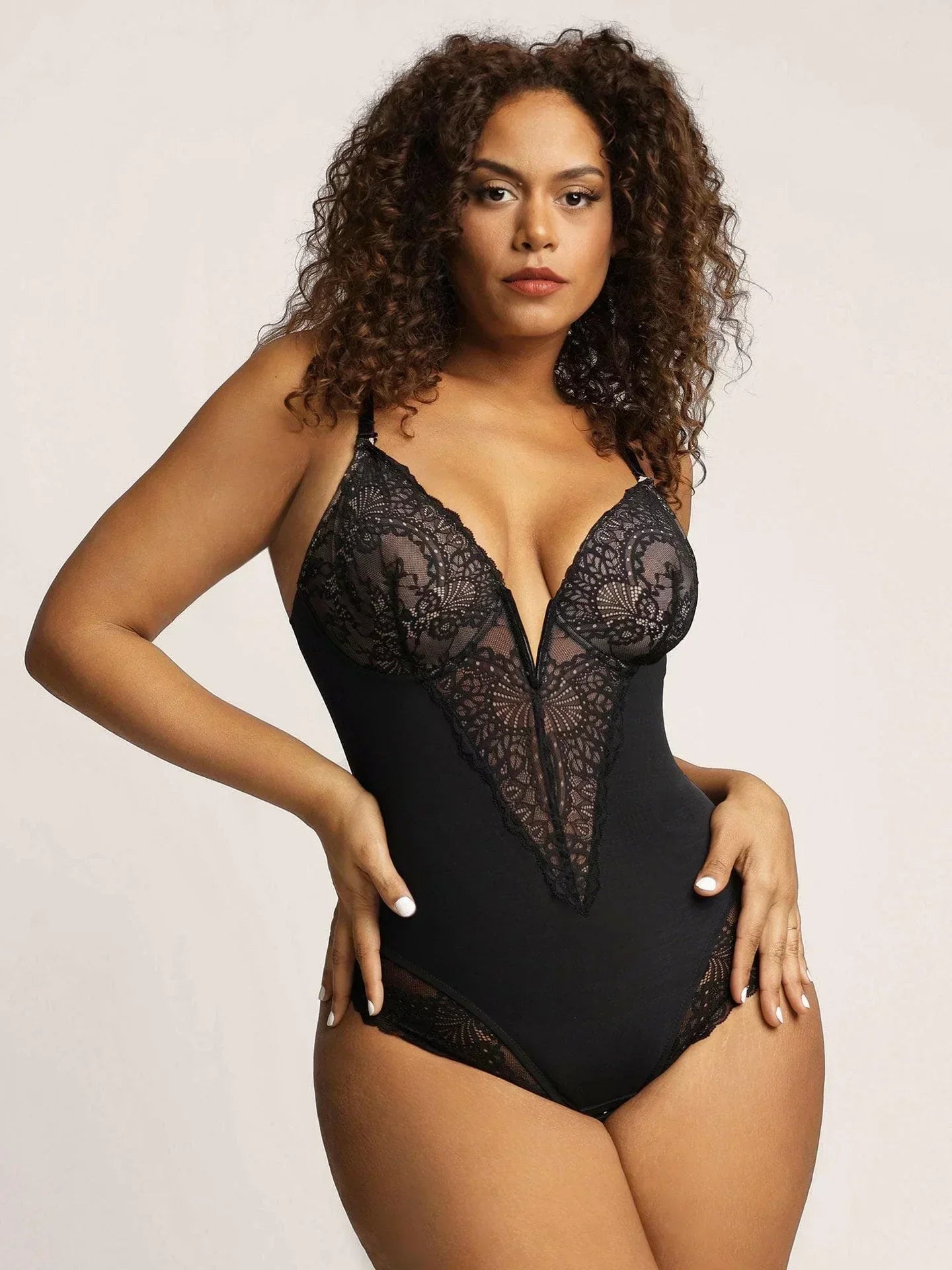 Noé Bodysuit with Deep V-Neck