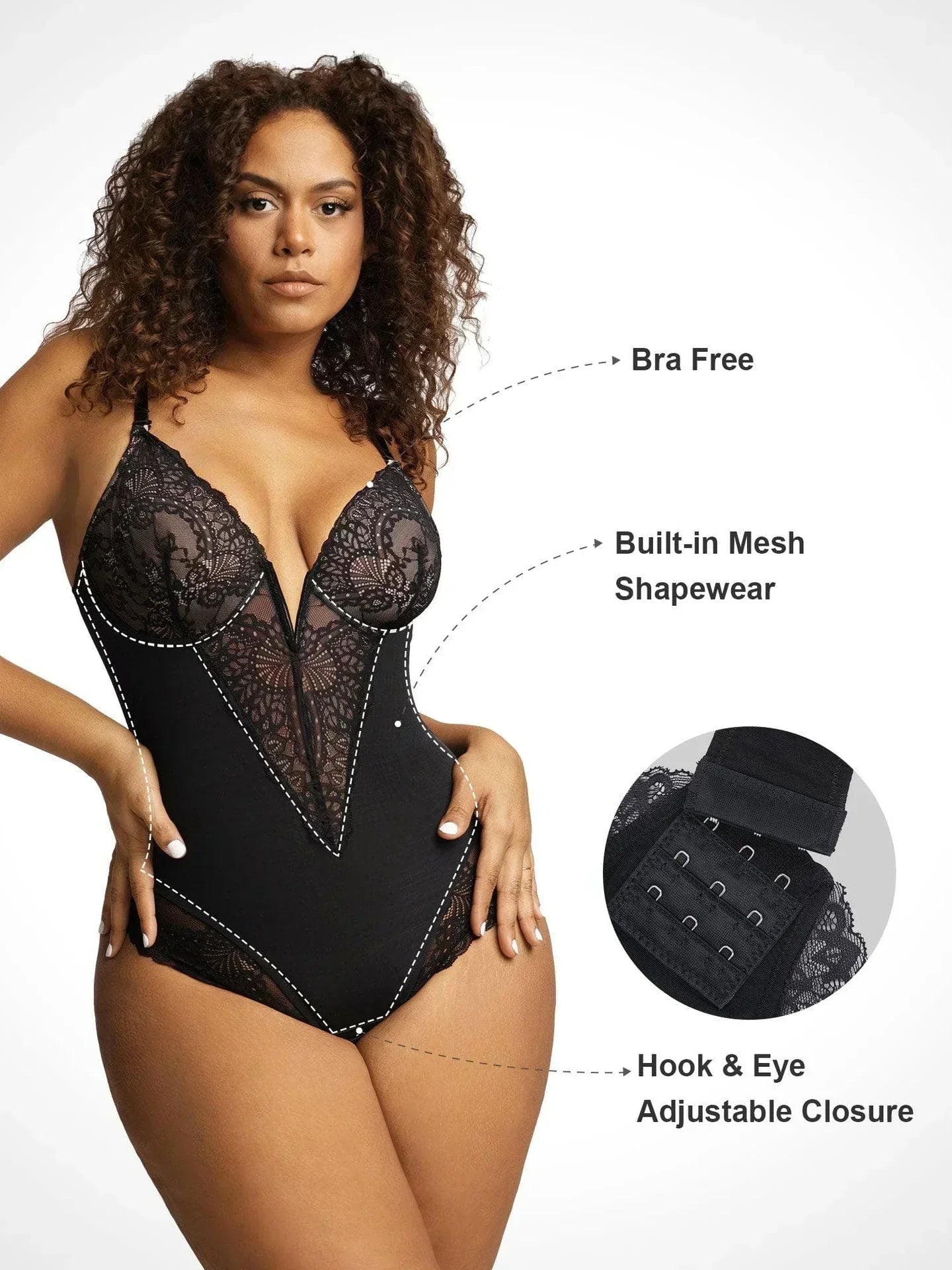 Noé Bodysuit with Deep V-Neck