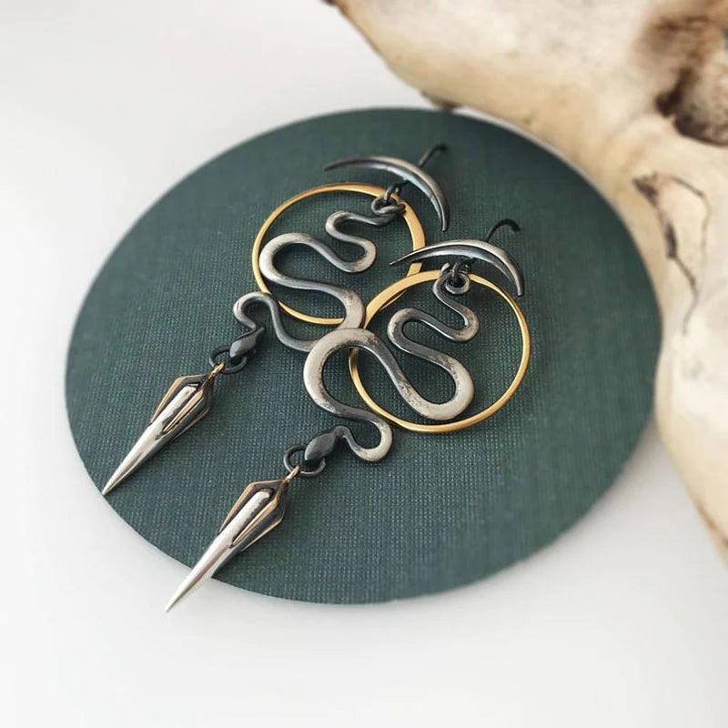 IRREGULAR GEOMETRIC SPIRAL EARRINGS SERPENTINE
