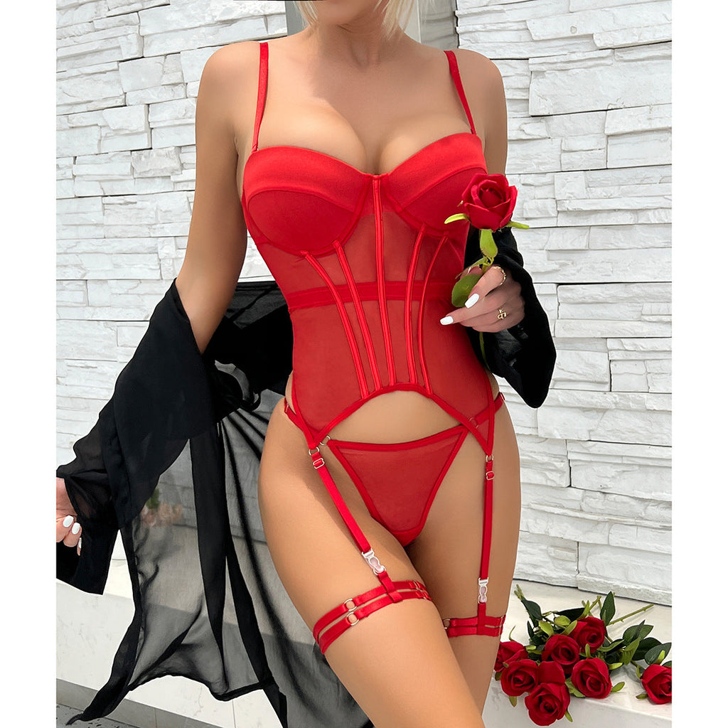 Jayda - Chic Sheer Mesh Panels Lingerie