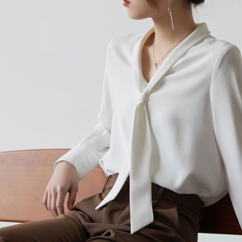 QUINN I LONGSLEEVE BOW-TIE BLOUSE