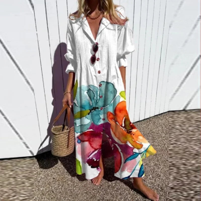 Cassidy - Boho Beauty Puff Sleeve Maxi Dress