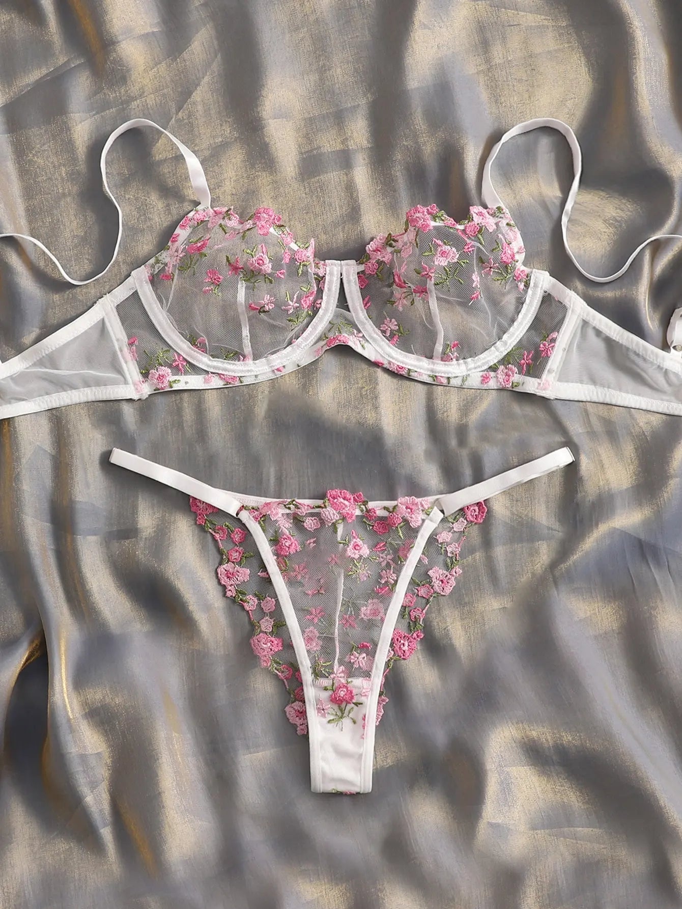 Jannette - Attractive Floral Two Piece Lingerie