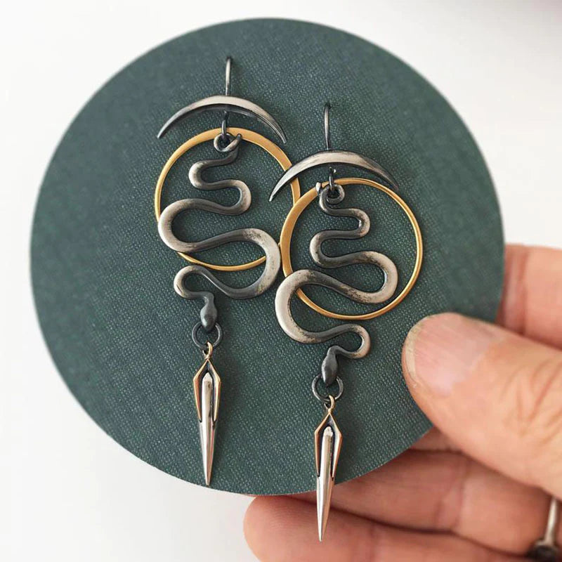 IRREGULAR GEOMETRIC SPIRAL EARRINGS SERPENTINE