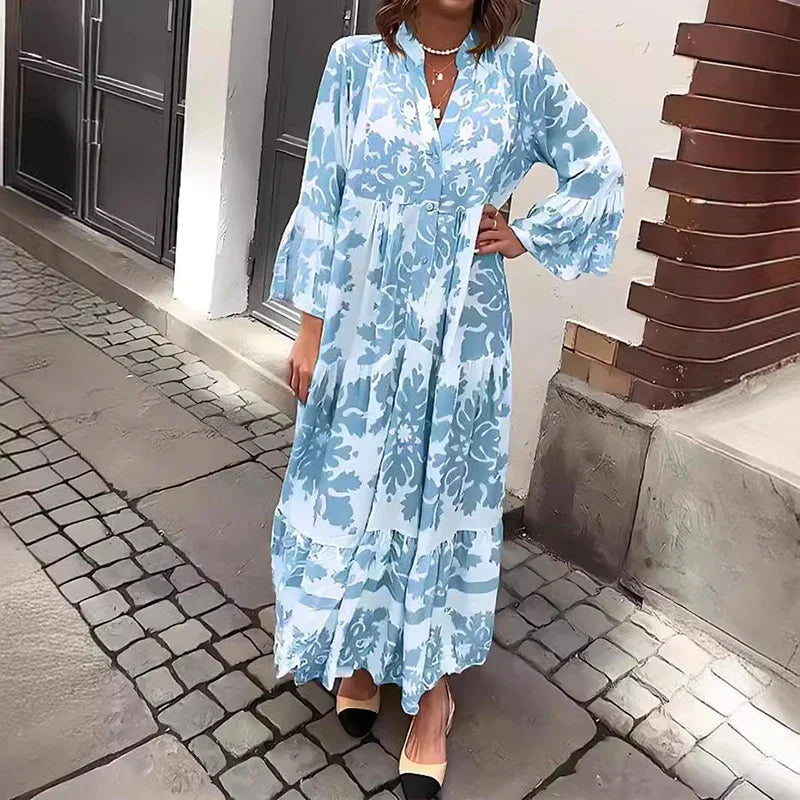Ophelia - Flare Sleeve Boho Maxi Dress