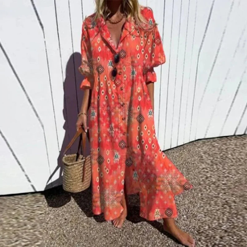 Cassidy - Boho Beauty Puff Sleeve Maxi Dress