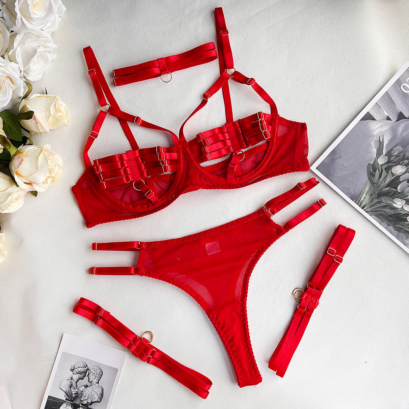 Maloi - Sultry Four Piece Adjustable Straps Lingerie