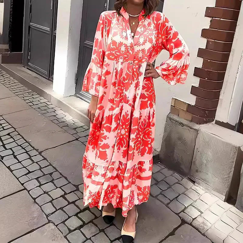 Ophelia - Flare Sleeve Boho Maxi Dress