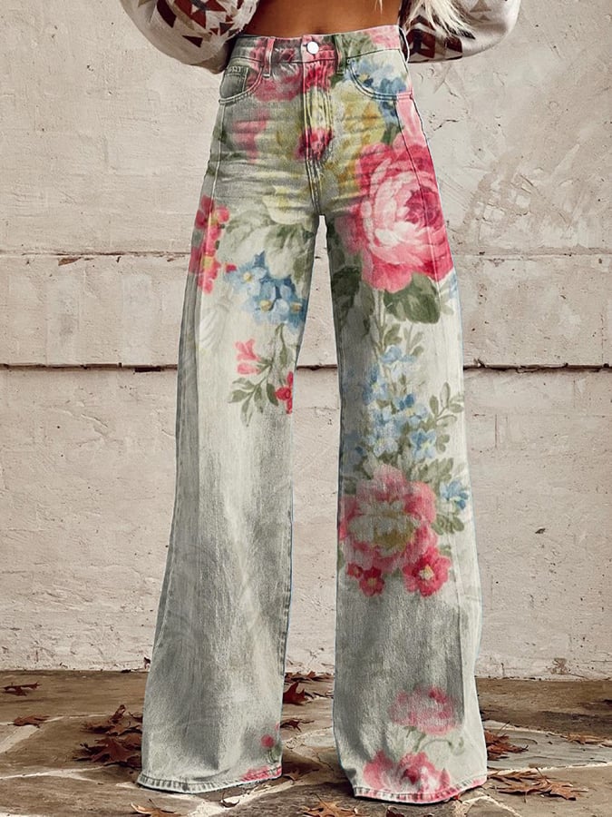 Lila - Trendy Retro High-Waisted Denim Pants