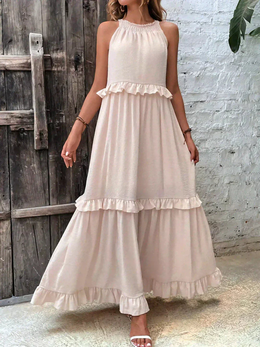 Landry - Chic Ruffle Trim Sleeveless Dress