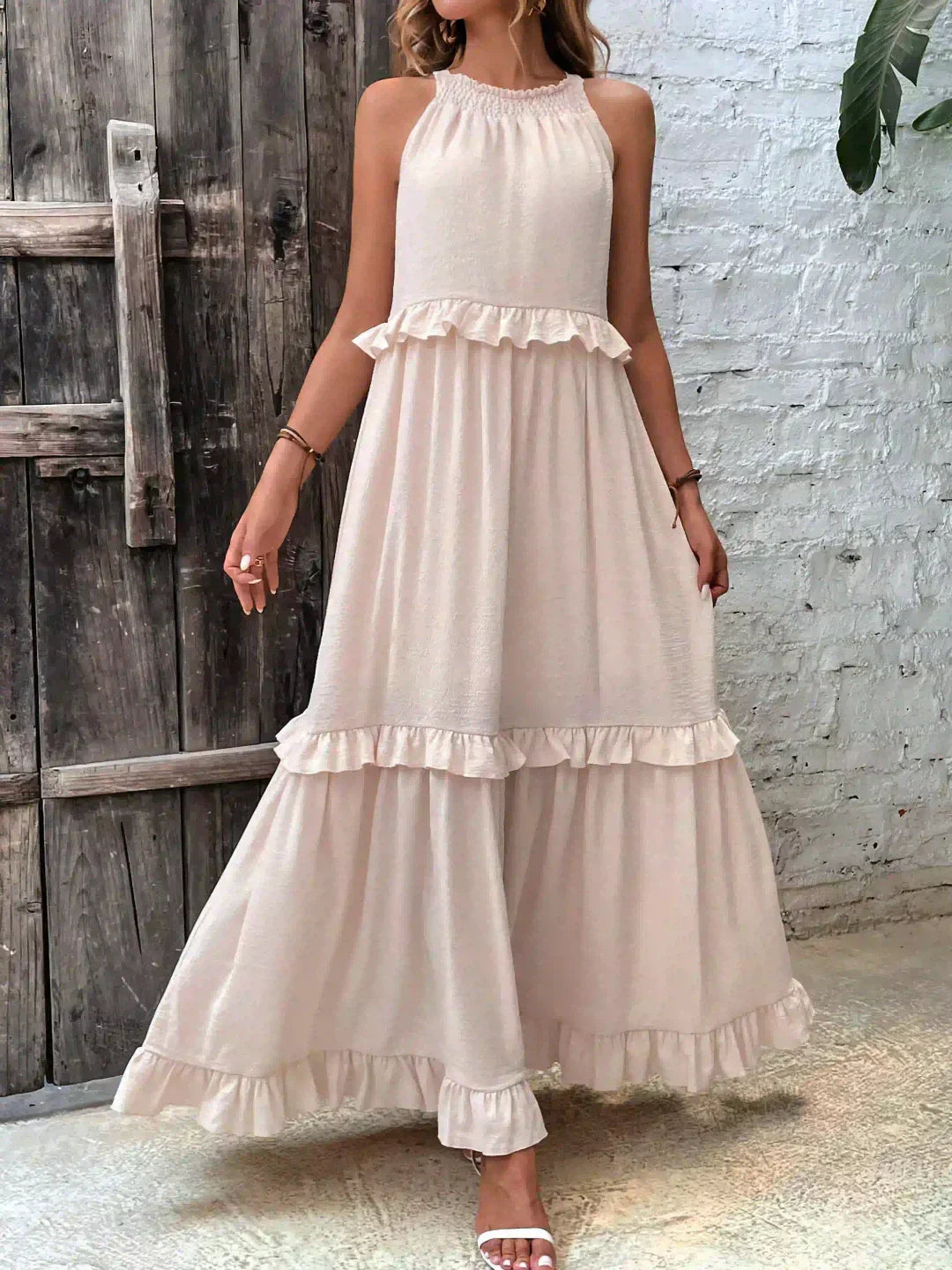 Landry - Chic Ruffle Trim Sleeveless Dress