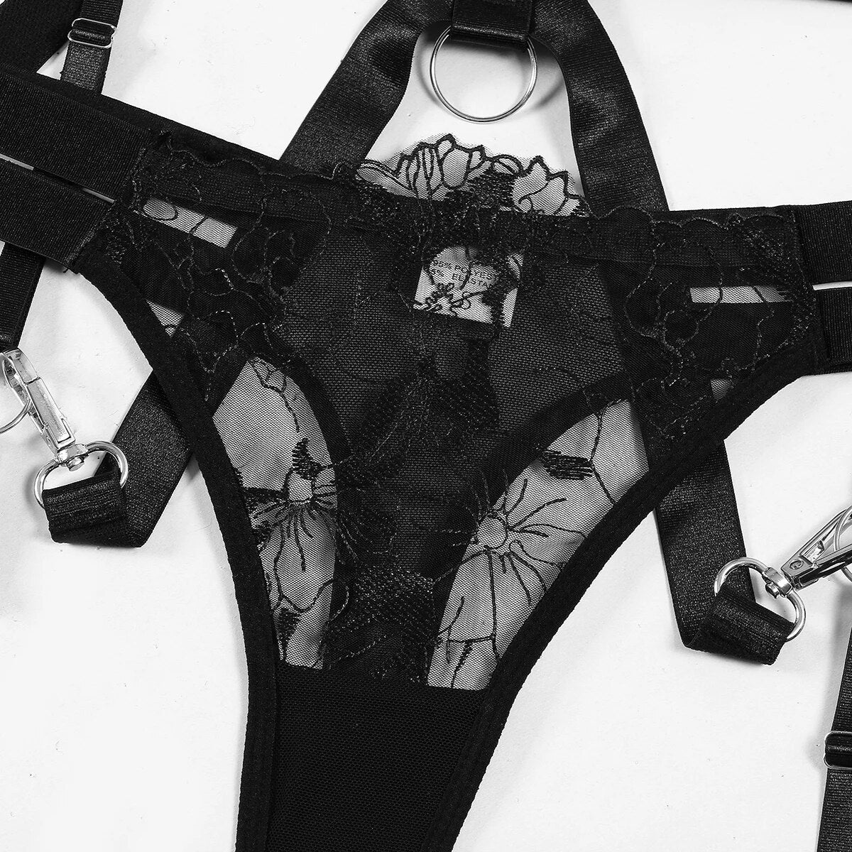Veena - Sultry Three Piece Strappy Lingerie