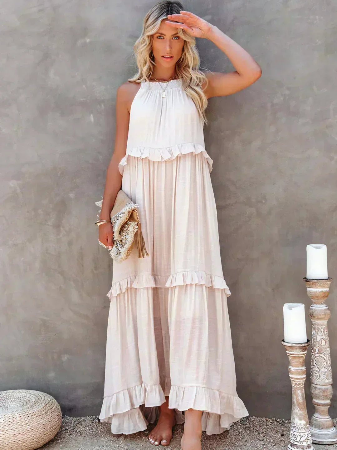 Landry - Chic Ruffle Trim Sleeveless Dress