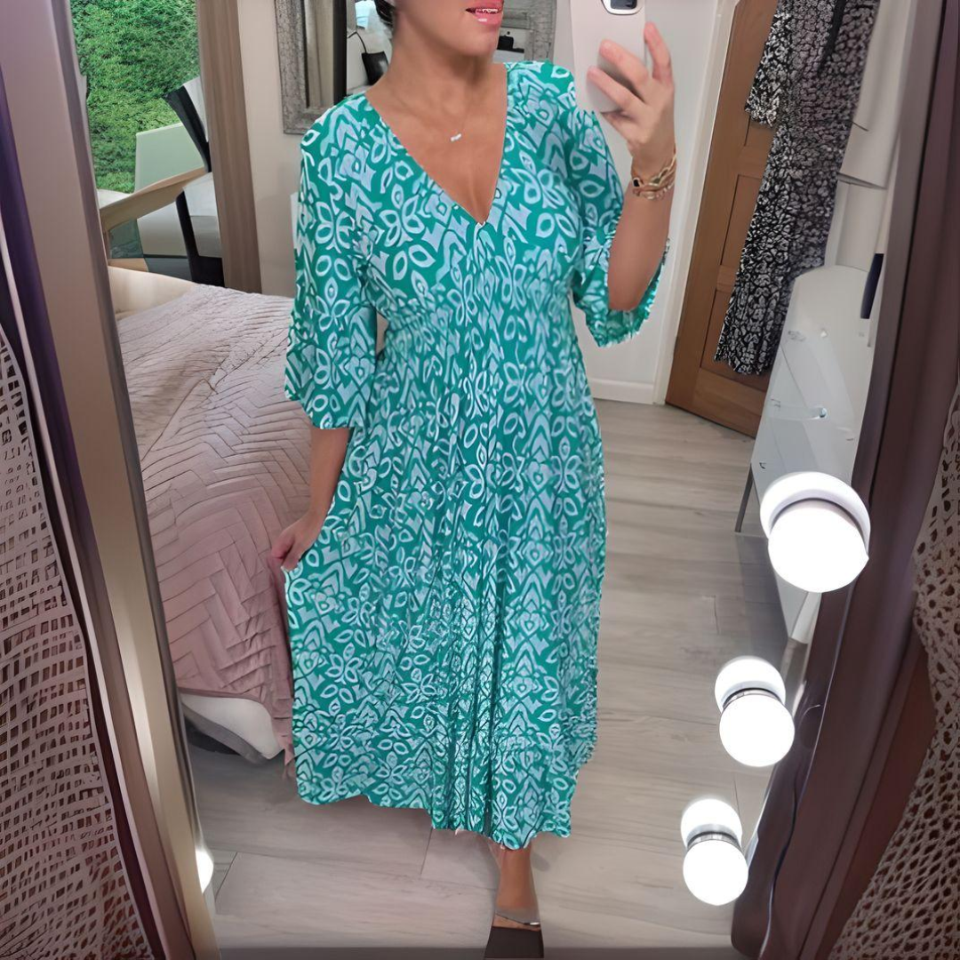 Malina - Summer Flare Sleeve Long Beach Dress