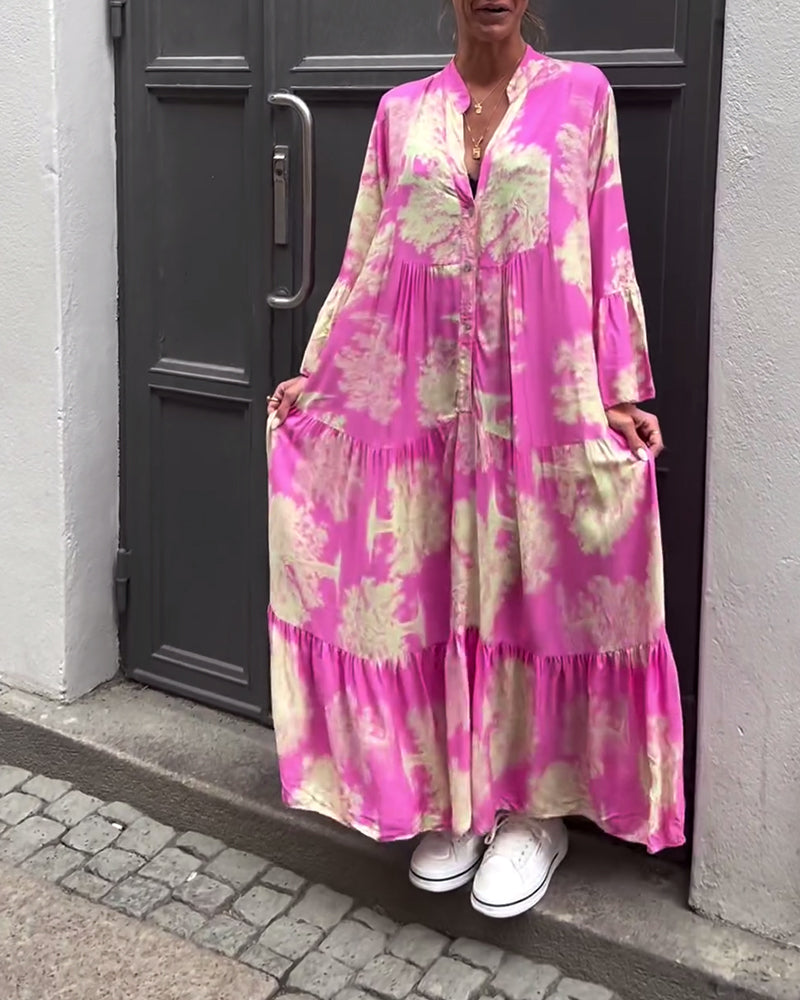 Giavanna - Casual Flared Sleeve Long Printed Dress