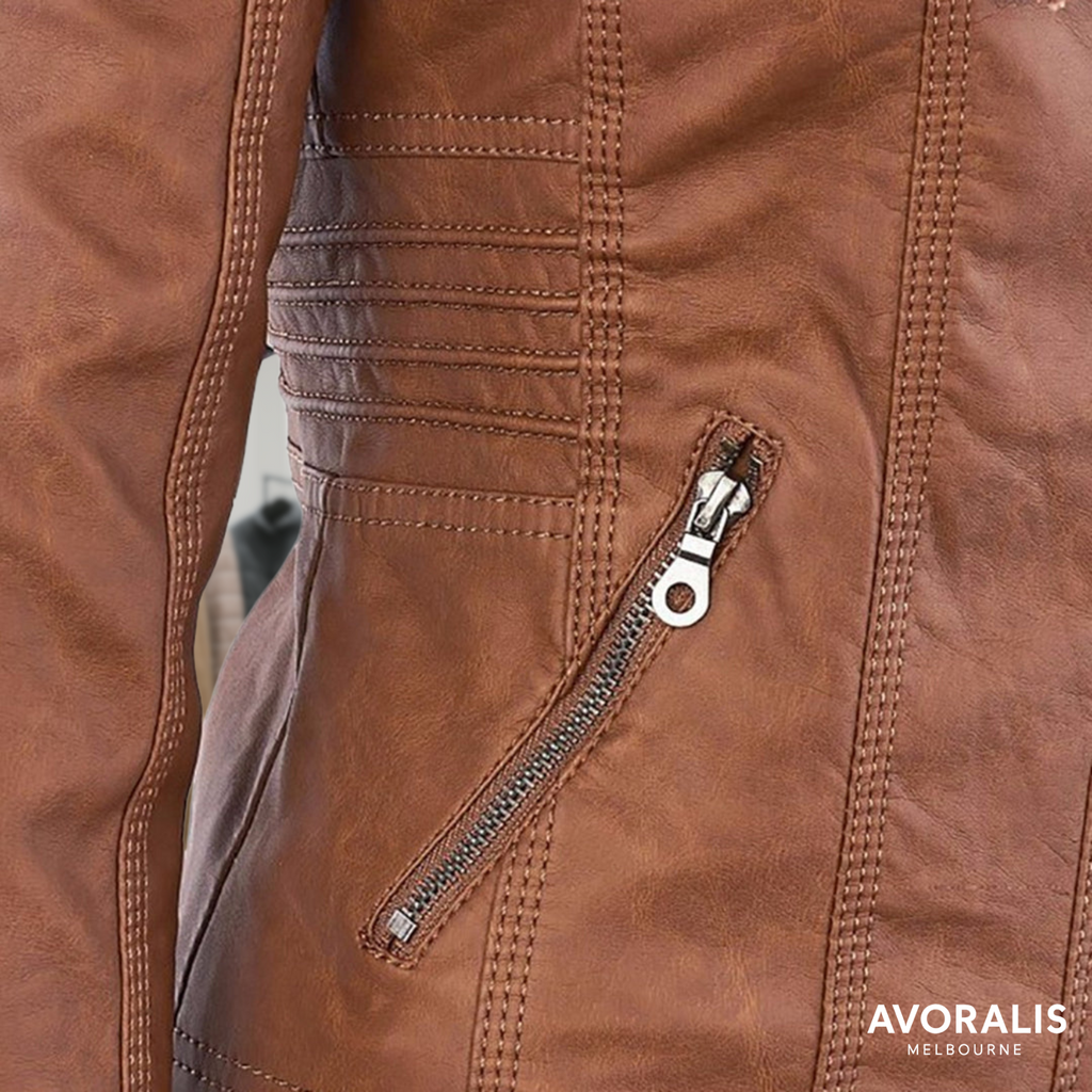 Olivia™ | Waterproof Women's Leather Jacket with Hood