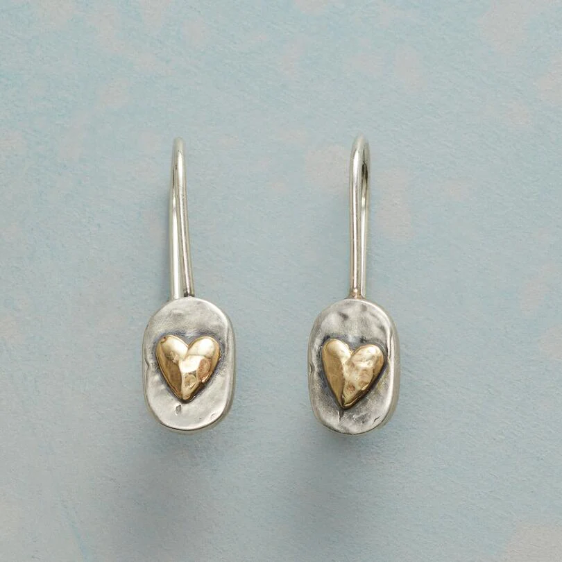 VINTAGE GOLDEN HEART SILVER EARRINGS