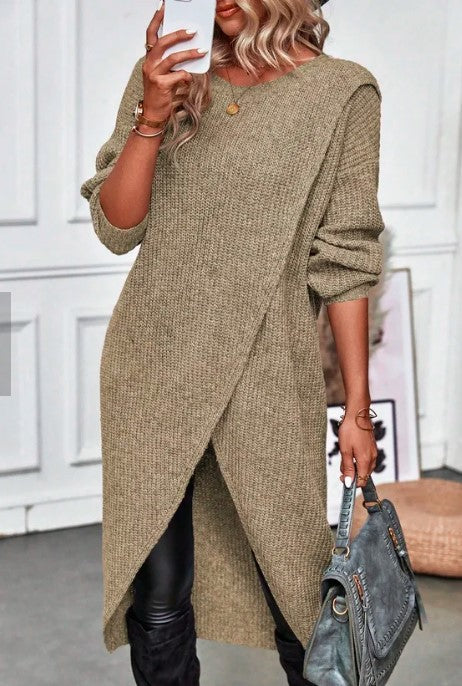 Zahra™ | Solid Colour, Asymmetrical Sweater
